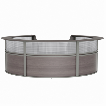 LINEA ITALIA Reception Desk, 11.1 ft D, 11.8 ft W, 46 in H, Mocha, Clear, Thermofused Laminate ZUT319